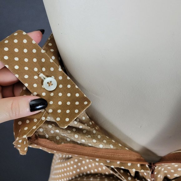 ❗️SOLD❗️70s Polka Dot Floral Patchwork Pinafore Dress - Picture 15 of 15